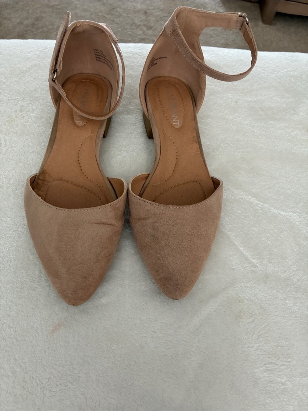 Lane Bryant Blush Pointed-Toe Ankle Strap Flats
